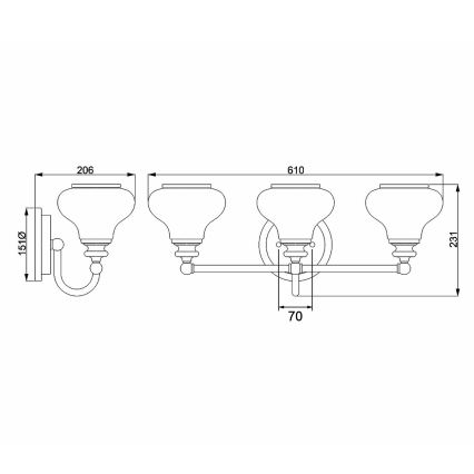 Hinkley - LED Vägglampa för badrum AINSLEY 3xG9/3W/230V IP44