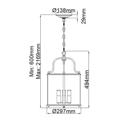 Hinkley - Taklampa med kedja GENTRY 4xE14/60W/230V mattkrom