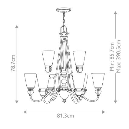 Hinkley - Ljuskrona på kedja MAYFLOWER 9xE27/60W/230V