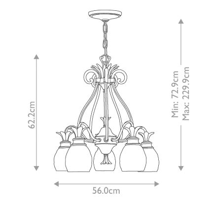 Hinkley - Ljuskrona på kedja PLANTATION 5xE27/60W/230V guld