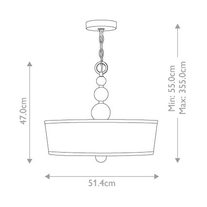 Hinkley - Ljuskrona på kedja ZELDA 3xE27/60W/230V mässing