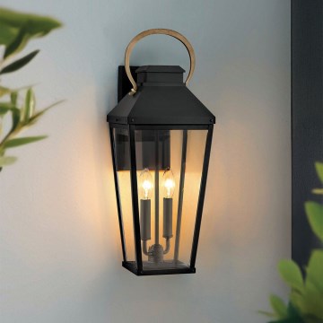 Hinkley - Utomhus vägglampa DAWSON L 2xE14/40W/230V IP44 svart