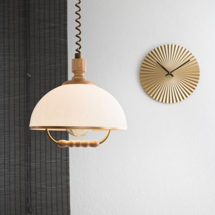 Höj- och sänkbar taklampa RAMONA 1xE27/60W/230V brun/vit/ek