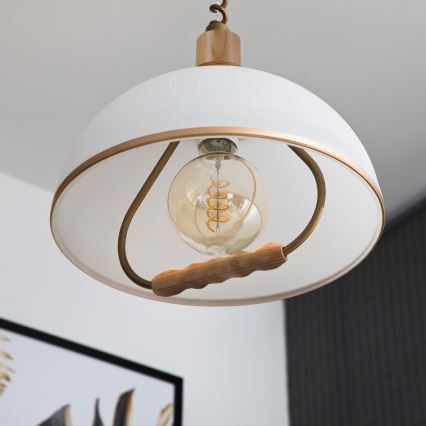 Höj- och sänkbar taklampa RAMONA 1xE27/60W/230V brun/vit/ek
