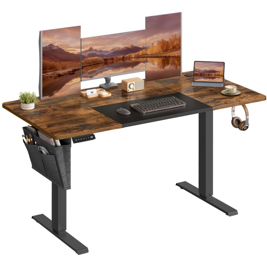 Höj- och sänkbart skrivbord SOLEA-X brun/svart