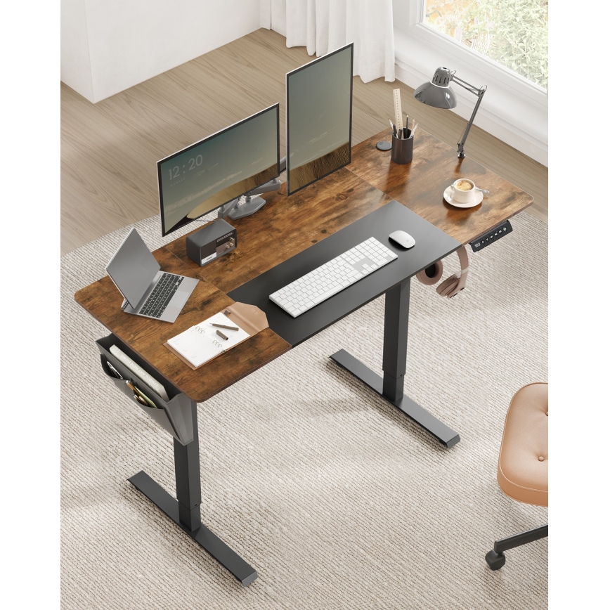Höj- och sänkbart skrivbord SOLEA-X brun/svart
