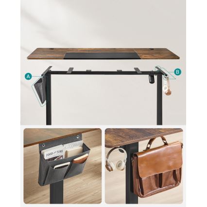 Höj- och sänkbart skrivbord SOLEA-X brun/svart