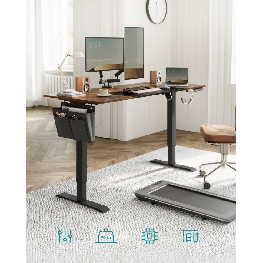 Höj- och sänkbart skrivbord SOLEA-X brun/svart