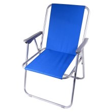 Hopfällbar campingstol blå/matt krom