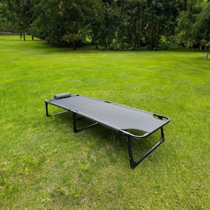 Hopfällbar campingstol med madrass grå