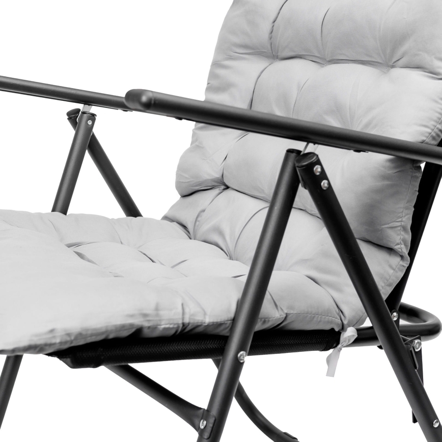 Hopfällbar campingstol med madrass svart/grå