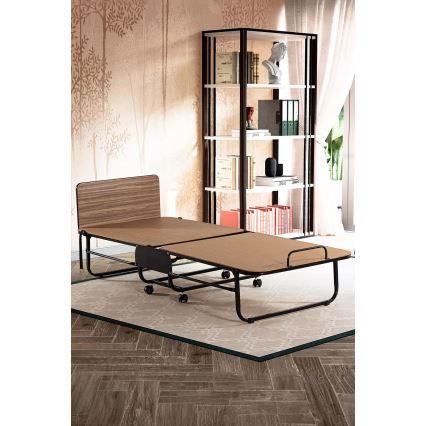 Hopfällbar enkelsäng i metall inklusive madrass HERON 80 x 190 cm, vit, maxvikt 120 kg