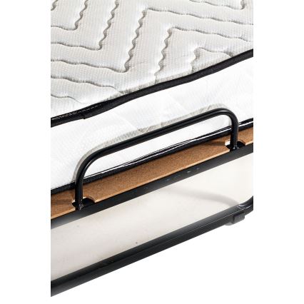 Hopfällbar enkelsäng i metall inklusive madrass HERON 80 x 190 cm, vit, maxvikt 120 kg