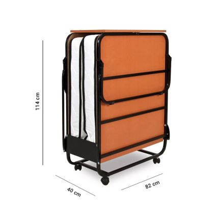 Hopfällbar enkelsäng i metall inklusive madrass HERON 80 x 190 cm, vit, maxvikt 120 kg