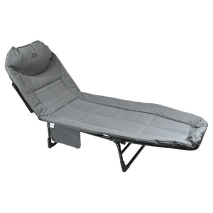 Hopfällbar justerbar camping-solsäng, grå