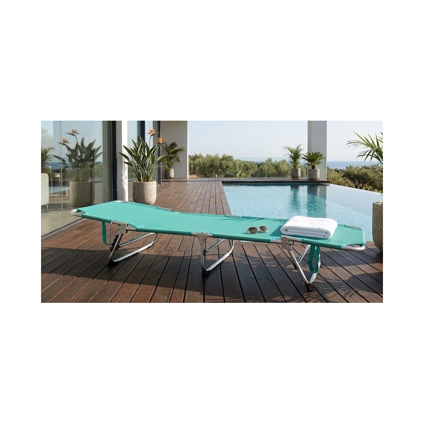 Hopfällbar och justerbar solstol SUNO 56 x 190 cm, turkos