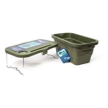 Hopfällbar picknickkorg med lock 2i1 grön