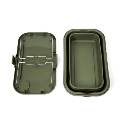 Hopfällbar picknickkorg med lock 2i1 grön