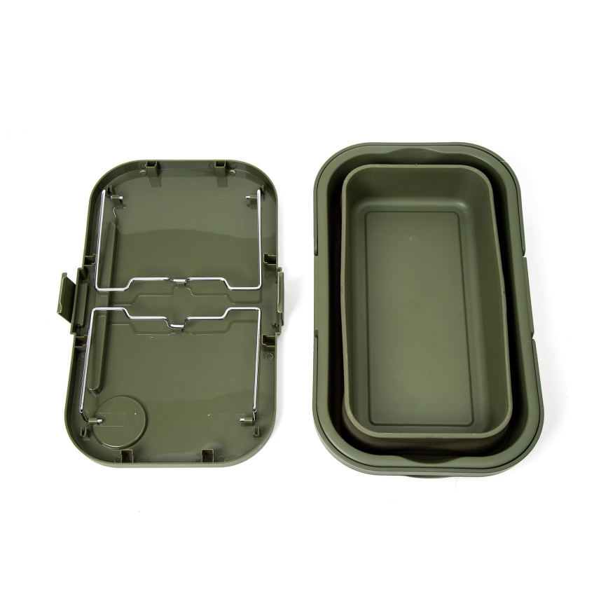 Hopfällbar picknickkorg med lock 2i1 grön