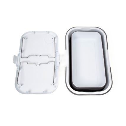 Hopfällbar picknickkorg med lock 2i1 vit/grå