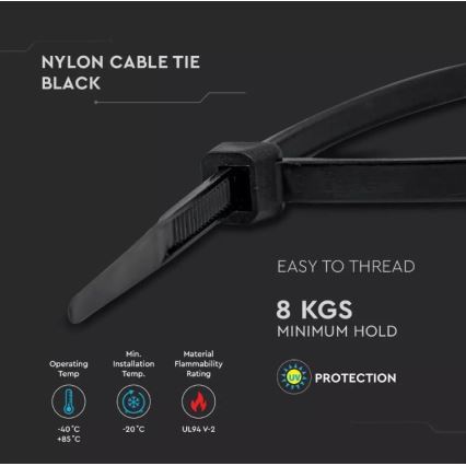 Hopfällbara plastband 2,5x150mm 100st svart