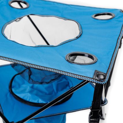 Hopfällbart campingbord + 2x stol blå