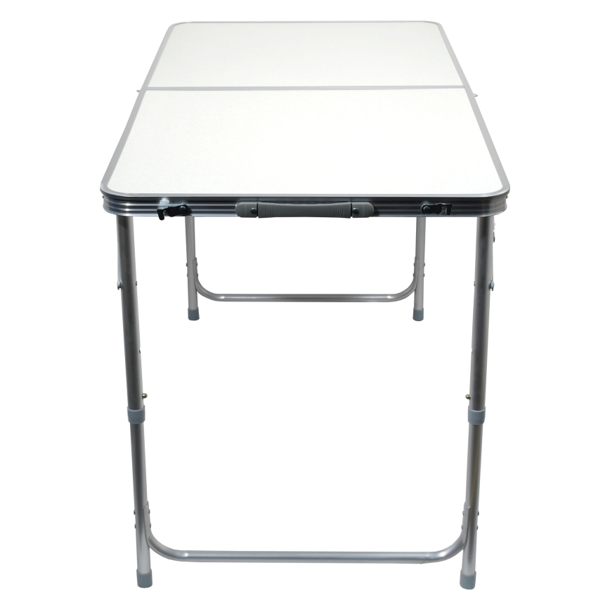 Hopfällbart campingbord + 4x stol vit/matt krom