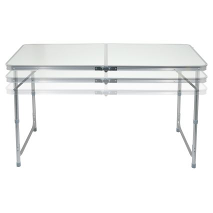 Hopfällbart campingbord + 4x stol vit/matt krom