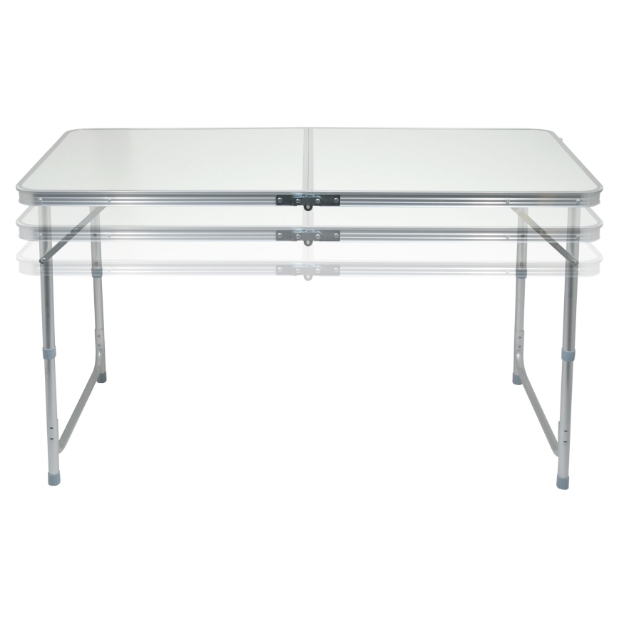 Hopfällbart campingbord + 4x stol vit/matt krom