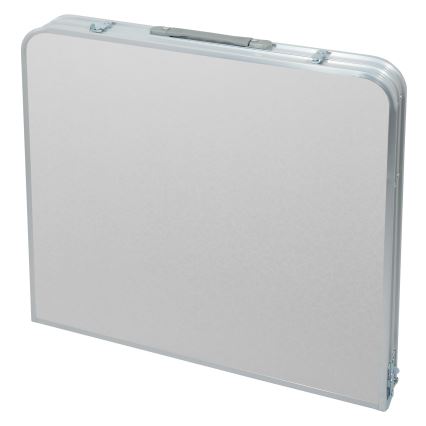 Hopfällbart campingbord + 4x stol vit/matt krom