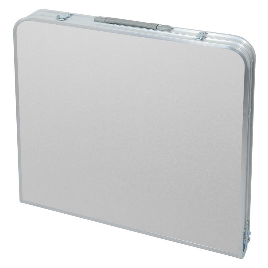 Hopfällbart campingbord + 4x stol vit/matt krom