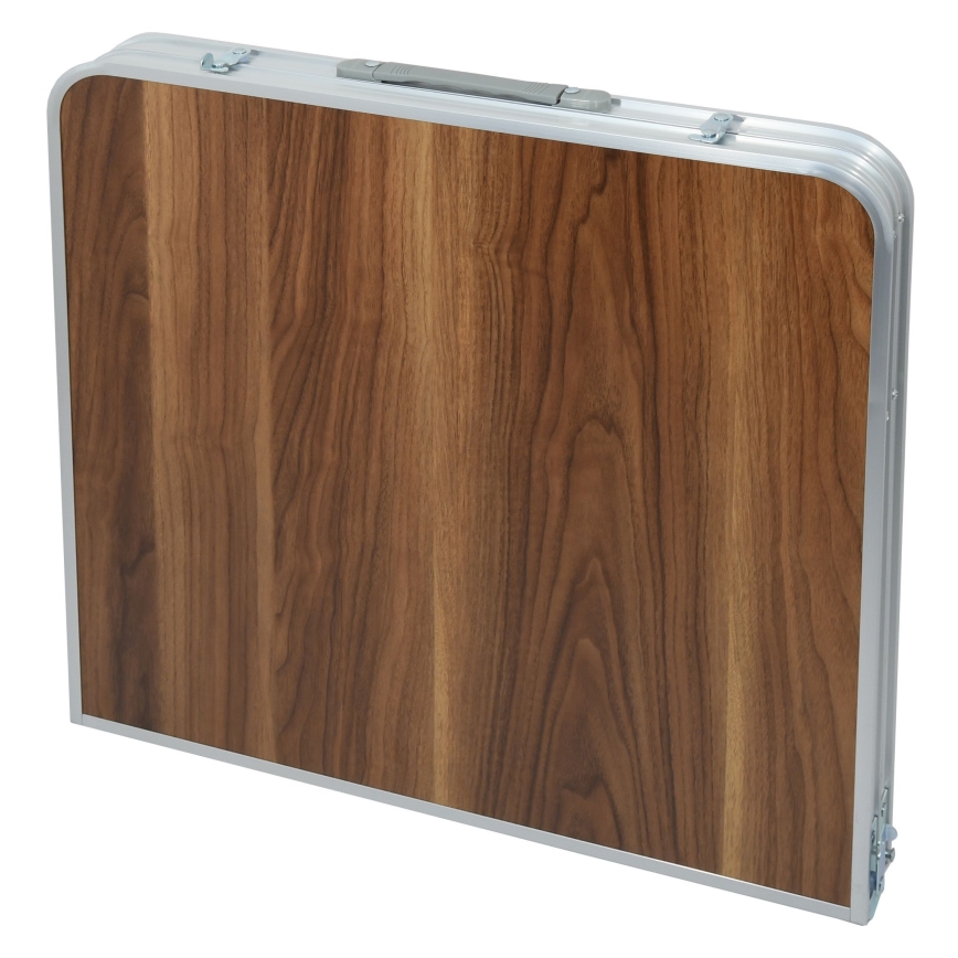 Hopfällbart campingbord brun/matt krom