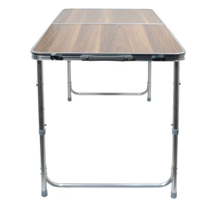 Hopfällbart campingbord brun/matt krom