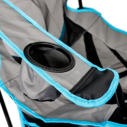 Hopfällbart campingbord + stol grå/blå