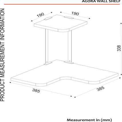Hörn vägghylla AGORA 33,8x38,5 cm brun