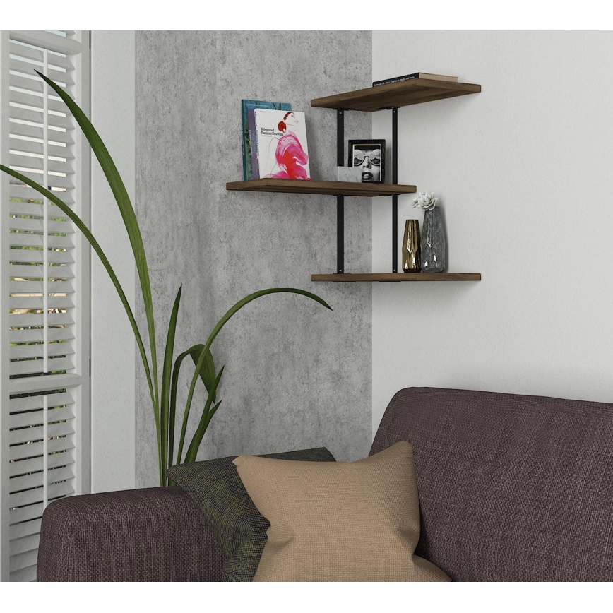 Hörn vägghylla FRISBI 47,4x45 cm brun