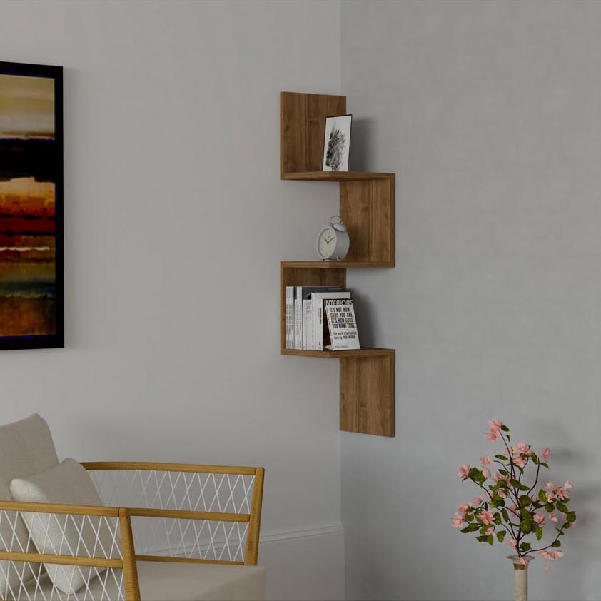 Hörn vägghylla ZIKZAK 105,5x25 cm brun