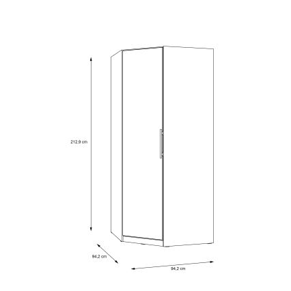 Hörngarderob MARO 94x213 cm, Artisan-ek