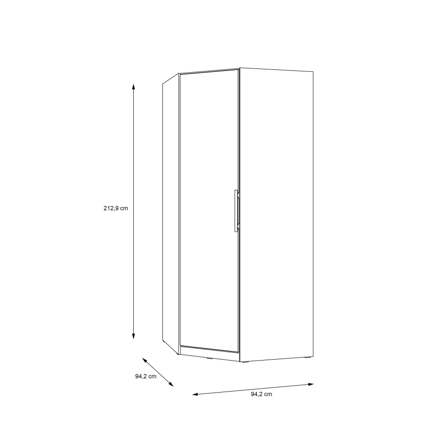 Hörngarderob MARO 94x213 cm, Artisan-ek