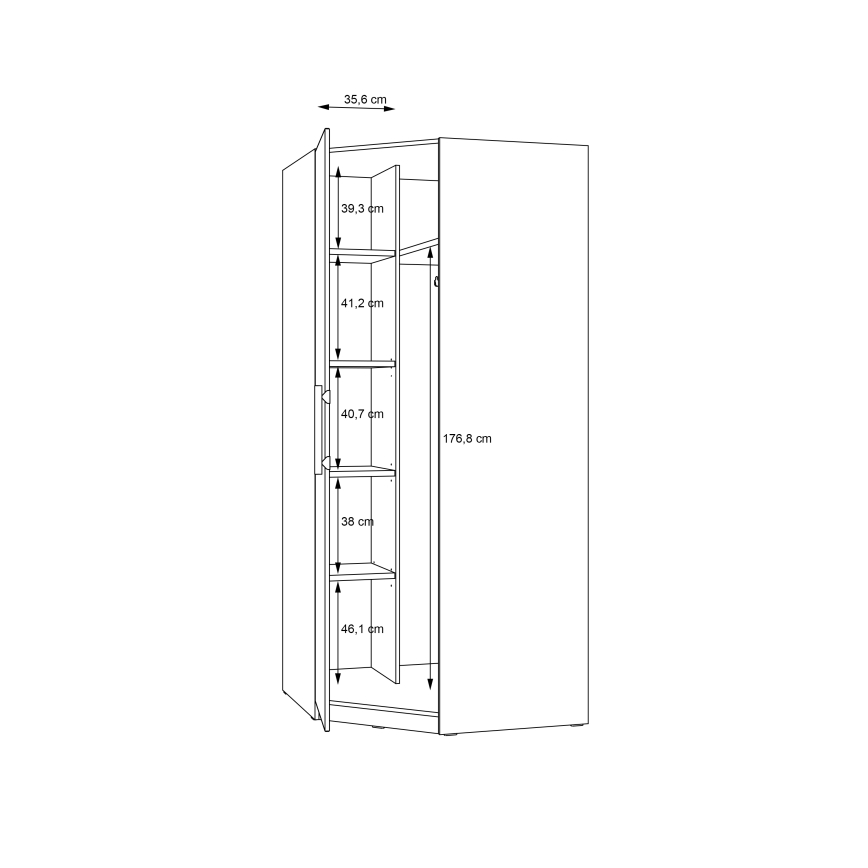 Hörngarderob MARO 94x213 cm, Artisan-ek
