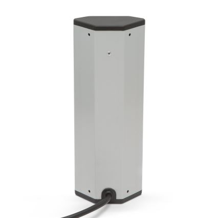 Hörnmonterad uttagskolonn 4x230V + 2xUSB-A svart/silver