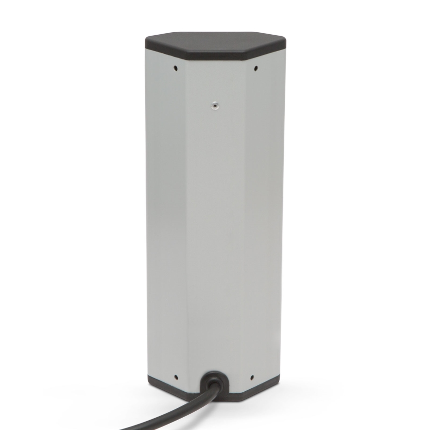 Hörnmonterad uttagskolonn 4x230V + 2xUSB-A svart/silver