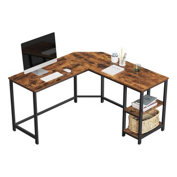 Hörnskrivbord SOLEA brun/svart