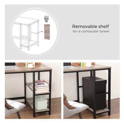 Hörnskrivbord SOLEA brun/svart