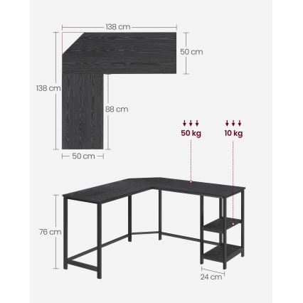 Hörnskrivbord SOLEA svart