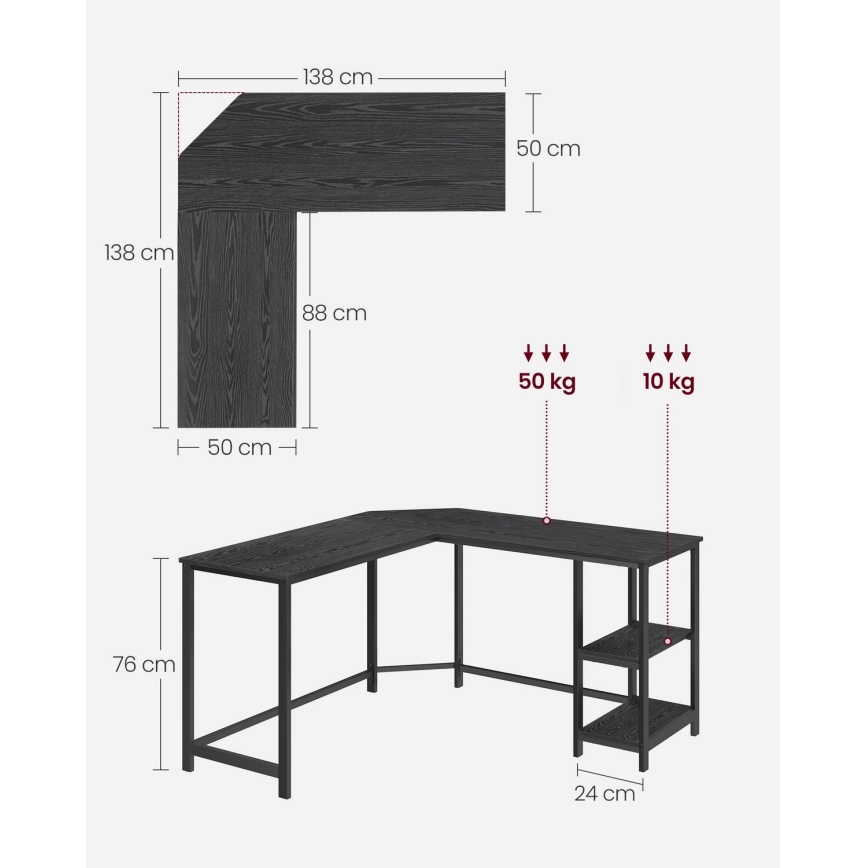 Hörnskrivbord SOLEA svart