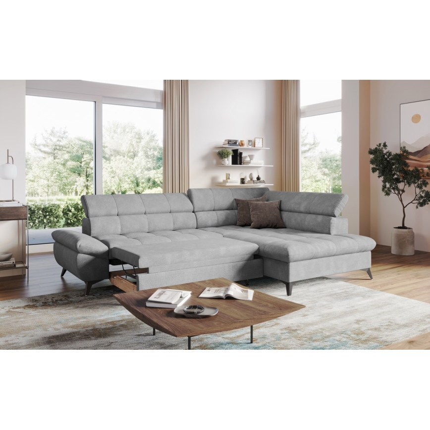 Utdragbar hörnsoffa i L-form MARANO höger grå