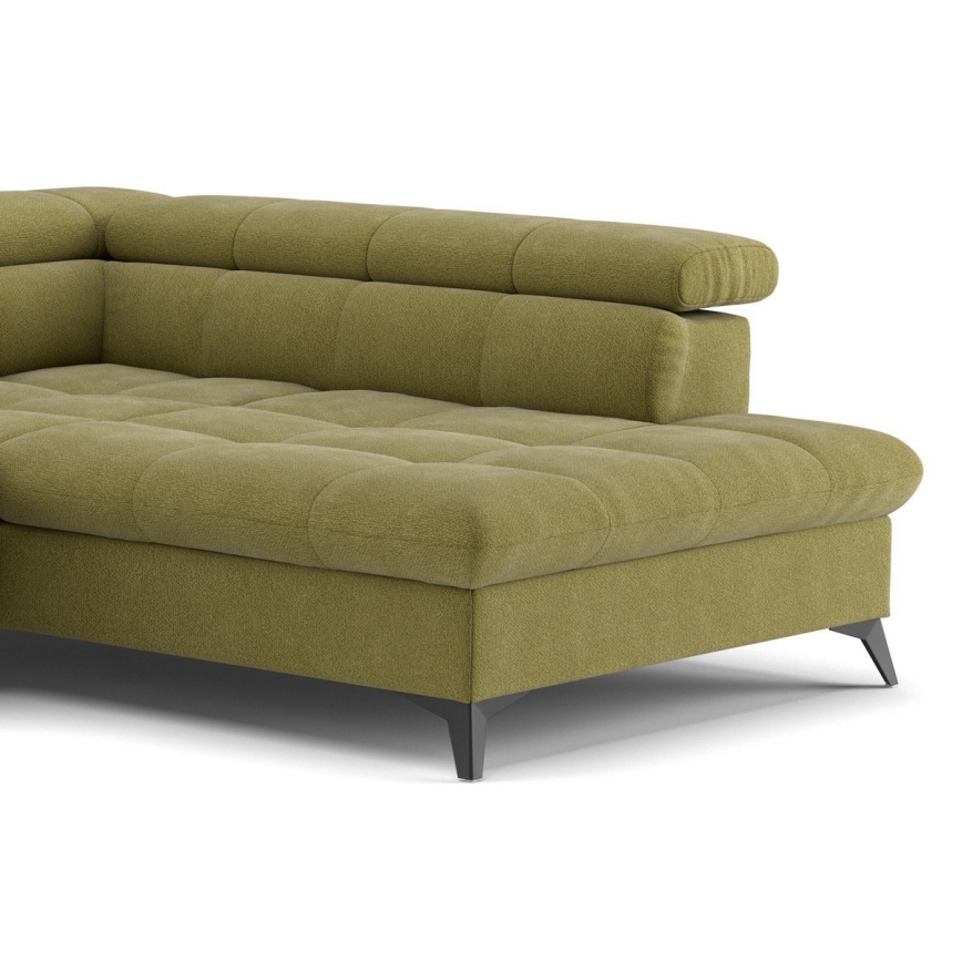 Utdragbar hörnsoffa i L-form MARANO höger olivgrön