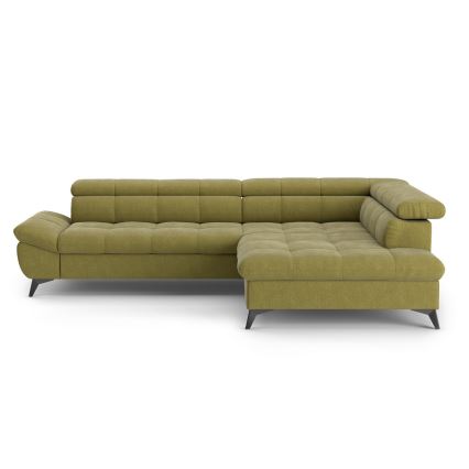 Utdragbar hörnsoffa i L-form MARANO höger olivgrön