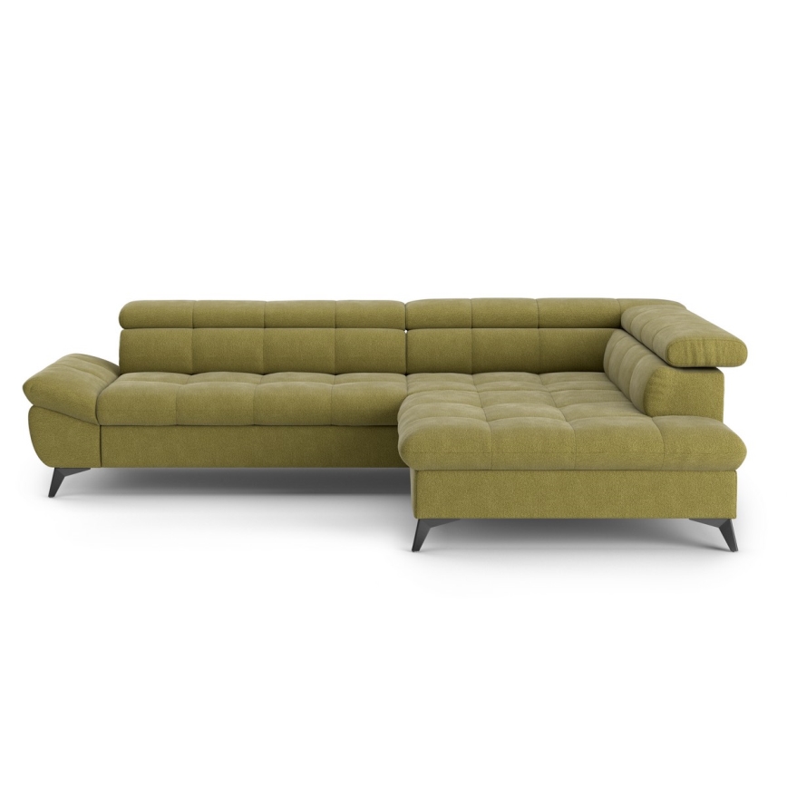 Utdragbar hörnsoffa i L-form MARANO höger olivgrön